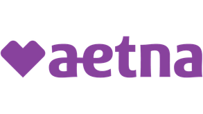 Purple logo for Aetna, a health insurance company.