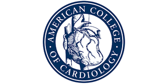 American College of Cardiology logo. It shows a realistic anatomical drawing of a human heart surrounded by a blue circular