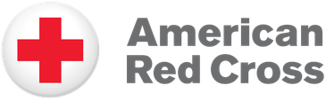 American Red Cross logo with a red cross inside a white circle and gray text.