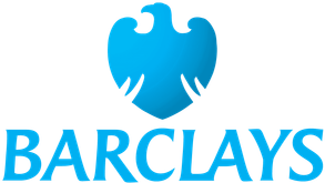 A blue stylized eagle icon is prominently displayed above the word BARCLAYS, both in blue