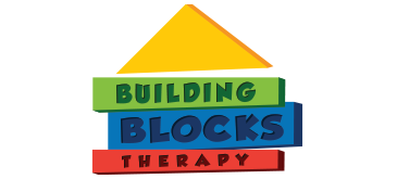 The Building Blocks Therapy logo features colorful stacked blocks forming a house, symbolizing foundational growth