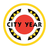 A yellow-bordered logo with a red center. Inside, black text says 'FIFTY YEARS'.