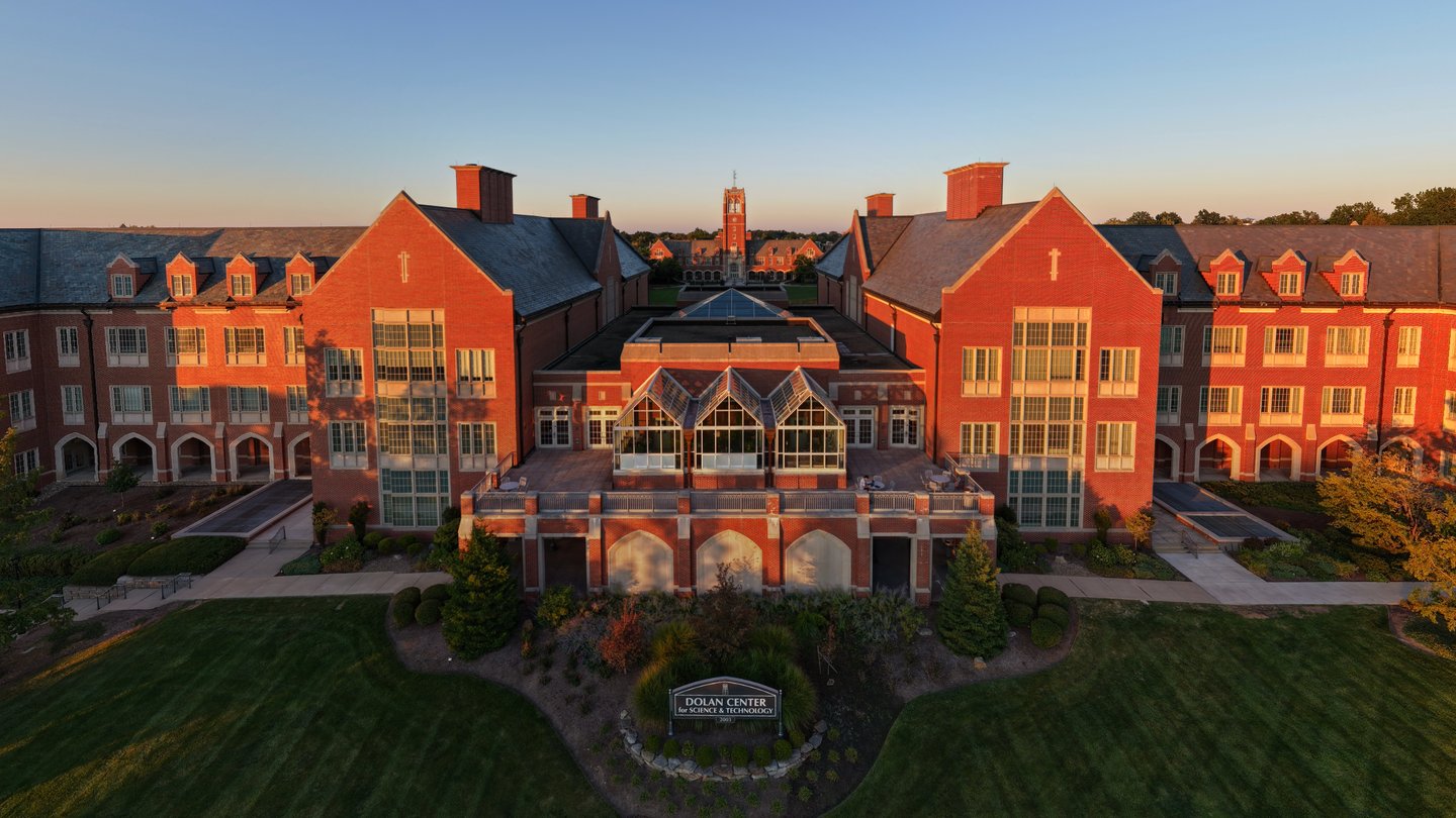 Campus aerial view at sunset