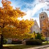 Orange Autumn Tree Brick Tower 03229