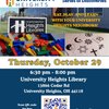 Flyer for a community event inviting students and neighbors to eat, play with Legos, and learn about diverse faiths.