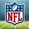 The NFL logo is displayed above a football field; a white football is surrounded by stars.