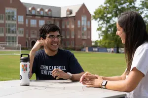JCU campus life - two students on campus