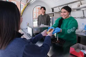 JCU campus life - a small group of students gathered together