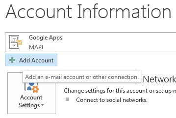 Picture with instructions on adding a new account from Account Information
