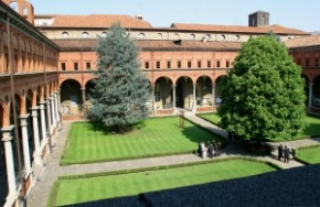 inner courtyard of a brick building