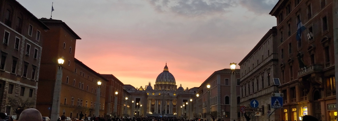 Landscape shot of sunset at Vatican City