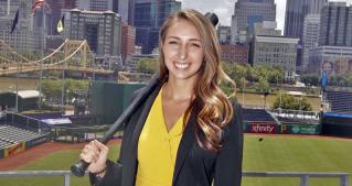 Jessica Cook stands at PNC Park in Pittsburgh
