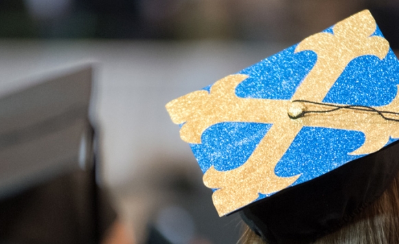 image of top of graduate cap on a female graduate