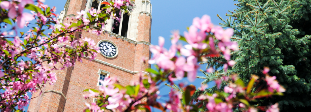 Image of clock tower on campus