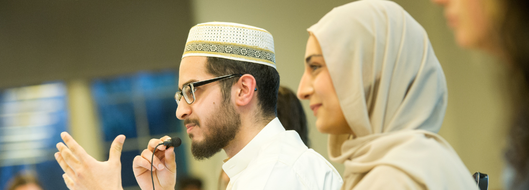 Muslim students presenting on Interreligious Panel 2022