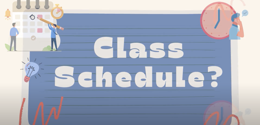 Note card with the words Class Schedule written on it