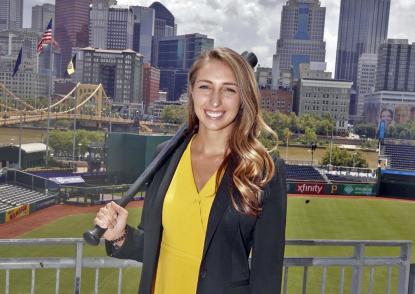 Jessica Cook stands at PNC Park in Pittsburgh